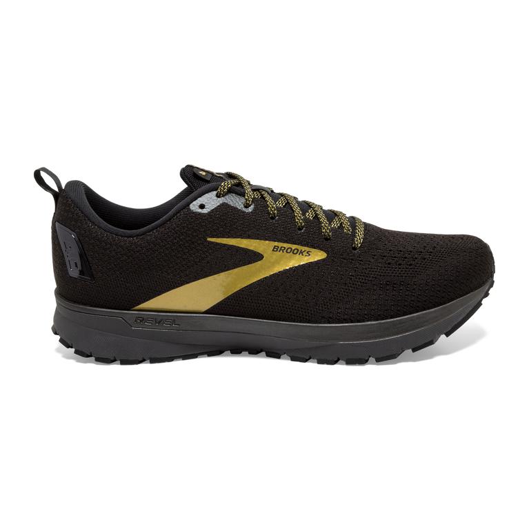 Brooks Men's Revel 4 Road Running Shoes - Black/Gold (QPXR48397)